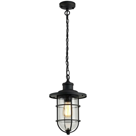 Luminosa Lighting - Ceiling Pendant, 1 x E27, Black, Gold With Seeded Clear Glass, IP54