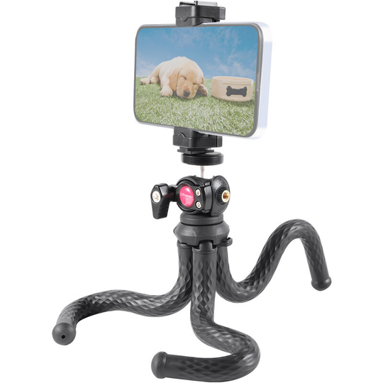 Ulanzi - FT-01 Flexible Octopus Tripod Stand with 360° Rotatable Ballhead 1/4 Inch Screw Mount Phone Holder 2kg Load Capacity for Smartphone Camera