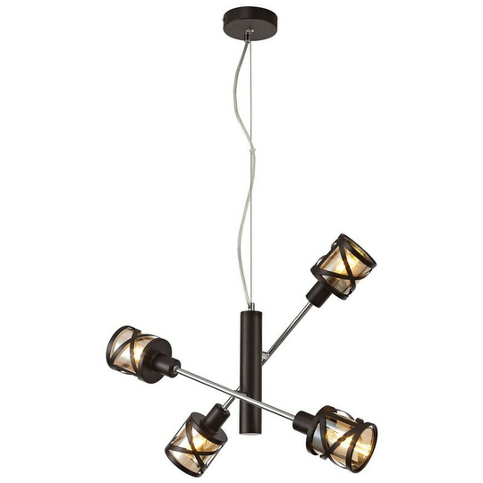 Luminosa Lighting - 4 Light Adjustable Ceiling Pendant E14, Oiled Bronze, Polished Chrome, Amber