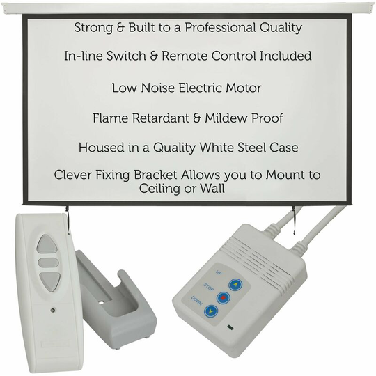 Loops - 120' Electric Motorised Ceiling Wall Mountable Projector Screen 4:3 Home Cinema