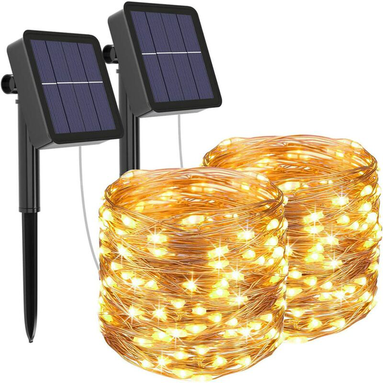 Aougo - Solar String Lights, Litogo 10m 100 led Waterproof Solar String Lights Outdoor 8 Modes Decoration Light for Garden, Patio, Yard, Home,