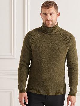 Superdry Studios Chunky Roll Neck, Moss, Size S, Men
