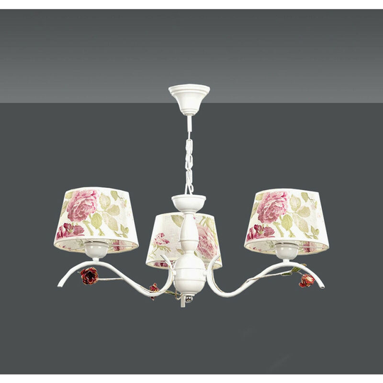 Emibig Lighting - Emibig Summer Beige Multi Arm Pendant Ceiling Light with Flower Design Fabric Shades, 3x E27