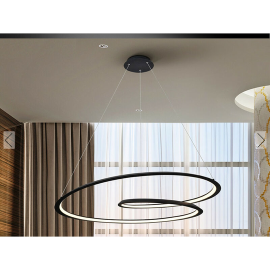 Schuller Lighting Uk - Schuller Looping Modern Designer led Ring Swirl Pendant Light Matt Black, 2700lm, 3000K
