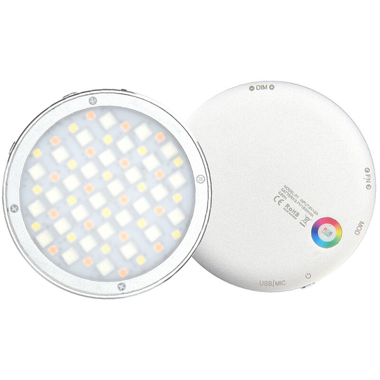Godox - R1 Round rgb Mini Creative Light led Video Light Fill Light 2500K-8500K cri 98 for Video Recording Microfilms Live Streaming Portrait Still