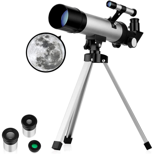 Telescope for Kids, Astronomical Telescope Zoom 90X hd Outdoor Educational Telescope with Tripod 360/50mm Spotting Scope for Kids Beginners (Silver)