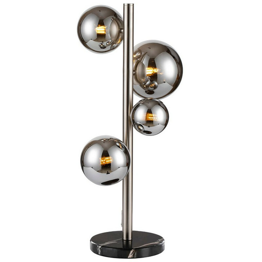 Luminosa Marshall Table Lamp, 4 Light G9, Satin Nickel, Chrome Plated Glass