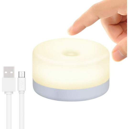Aougo - Baby Night Light, Rechargeable Mini Touch Lamp, Wireless led Kids Light, Portable Bedside Lamp for Nursing, Dimmable Bedroom Lamp