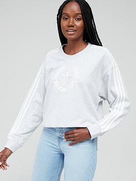 adidas Originals Resort Graphic Sweater - Light Grey Heather, Light Grey Heather, Size 6, Women