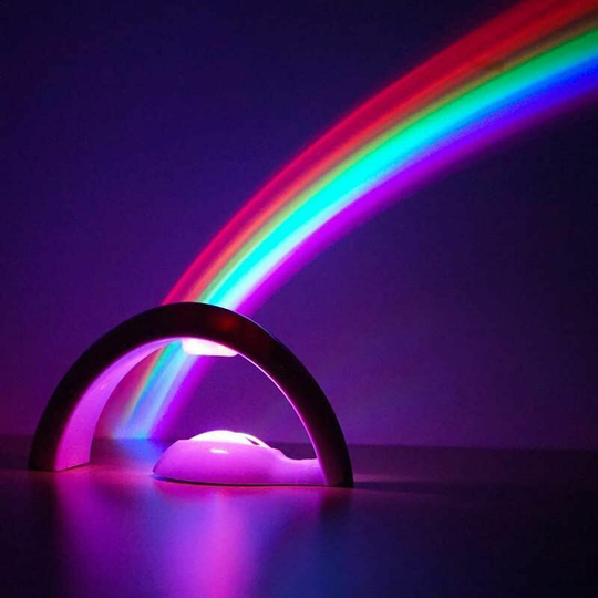 Neon led Rainbow Led Lights - Rainbow Maker Rainbow Projector Lamp with 5 led Bulbs, Rainbow Night Light Projector for Bedroom and Kids Gift - White