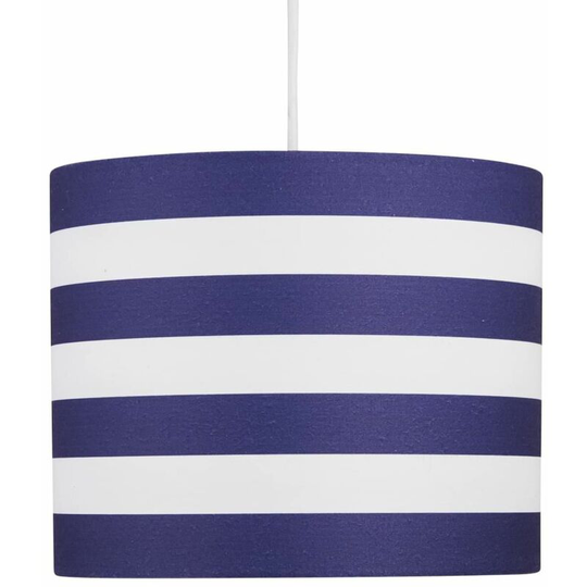 Navy Stripes 25cm Light Shade - White & blue striped cotton