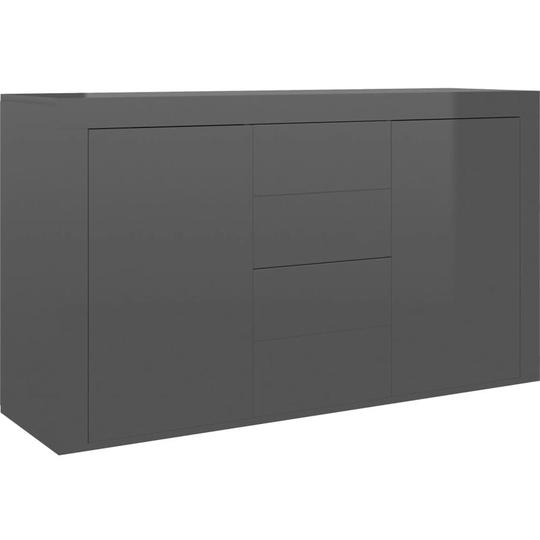 Sideboard High Gloss Grey 120x36x69 cm Engineered Wood Vidaxl Grey