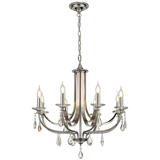 Luminosa Lighting - Ceiling Chandelier Pendant 8 Light E14 Polished Chrome, Satin Nickel, Clear Crystal