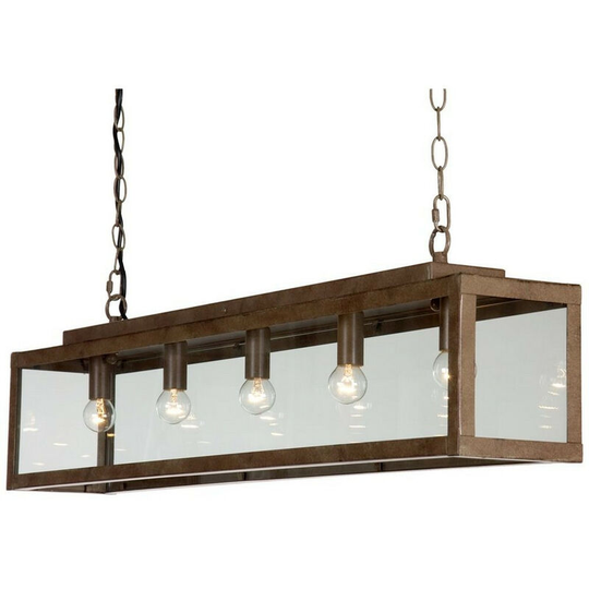 Linea Verdace Zenia 5 Light Straight Bar Pendant Ceiling Light Rust