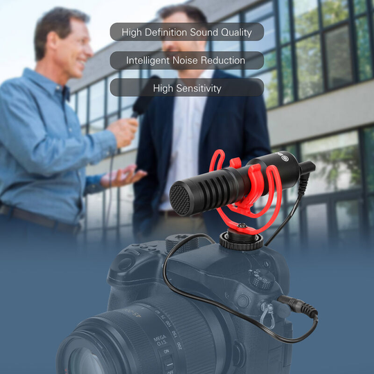 Boya - BY-MM1+ Professional Video Audio Recording Microphone On-Camera Mic Super Cardioid Pickup Pattern Condenser Microhones for Smartphone dslr dv