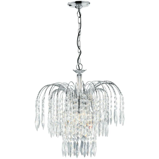 Searchlight Lighting - Searchlight Waterfall - Crystal Chandelier 3 Light Chrome Finish, E14