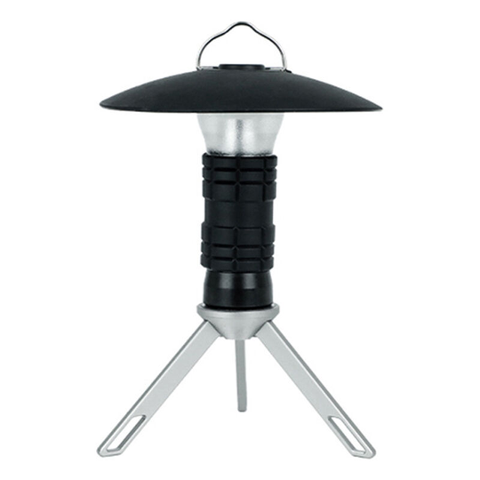 Outdoor Portable Camping Light Tent Lantern with Detachable Tripod USB Rechargeable LED Emergency Light Light with Hung Loop, Black - Black