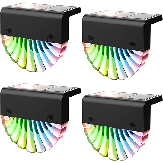 Aougo - Solar Powered led Outdoor Wall Light, 4 Pack Path Lights, Solar Color Changing led Garden Fence Light, Wall Mounted Garden Path Lights