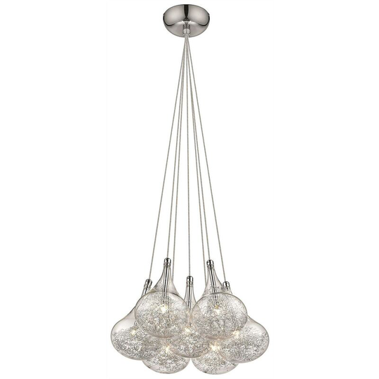 7 Light Ceiling Pendant Chrome Glass Seven, G4 Bulb - Spring Lighting