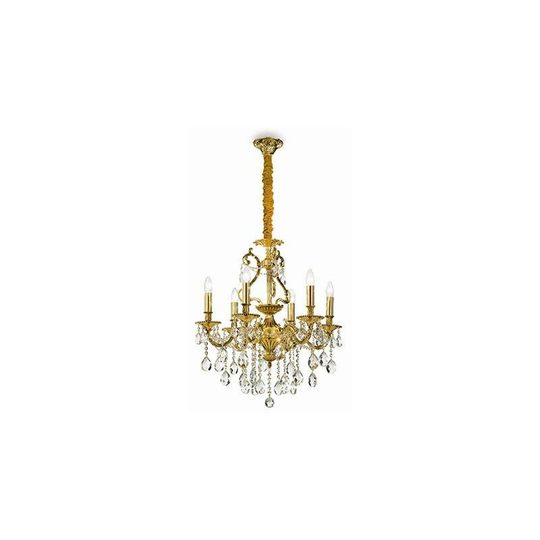 Ideal Lux Lighting - Ideal Lux Gioconda - 6 Light Crystal Chandelier Antique Gold Finish, E14
