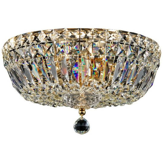 Maytoni Lighting - Basfor Semi Flush Ceiling Lamp Gold Antique & Crystal, 3 Light, E14