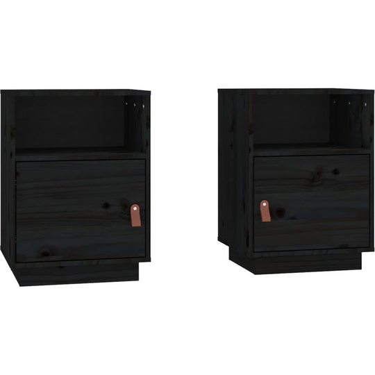 Bedside Cabinets 2 pcs Black 40x34x55 cm Solid Wood Pine Vidaxl Black