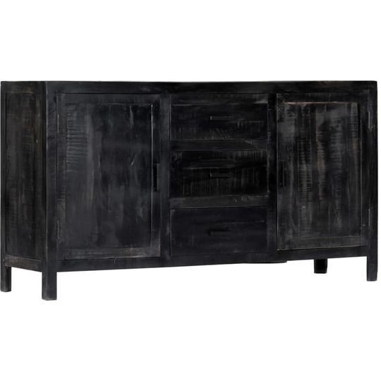 Hommoo - Sideboard Black 147x40x80 cm Solid Mango Wood