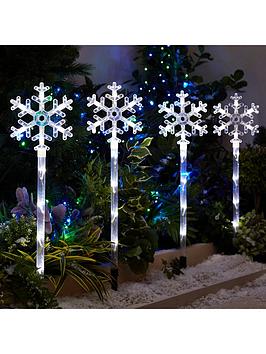 Snowflake Pathfinder Outdoor Christmas Lights (4 Pack)