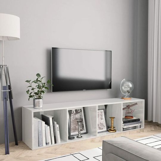 Devenirriche - Book Cabinet/TV Cabinet High Gloss White 143x30x36 cm - White