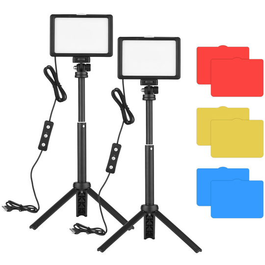 Superseller - Andoer usb Video Conference Lighting Kit with 2 * led Video Lights 5600K Dimmable + 2 * Desktop Tripods + 2 * 180° Rotatable Mounting