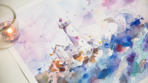 Light House with Watercolor