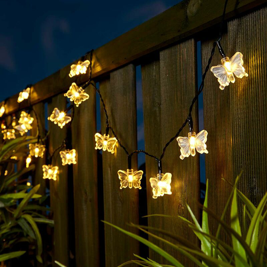 5m Solar Power Warm White Butterfly led Fairy String Lights | Outdoor Garden - Warm White