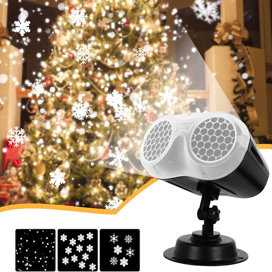 Ilovemilan - Christmas Snowflake Projector Lights Outdoor Indoor Double Adjustable Head Waterproof led Snowfall Projector Decorative Lighting