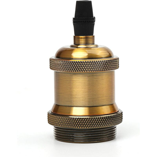 Aougo - Vintage Light Socket E26/E27 Solid Ceramic Socket Lamp Holder Pendant Light Adapter for Edison Bulb diy Retro Bulb Socket, Brass Metal,