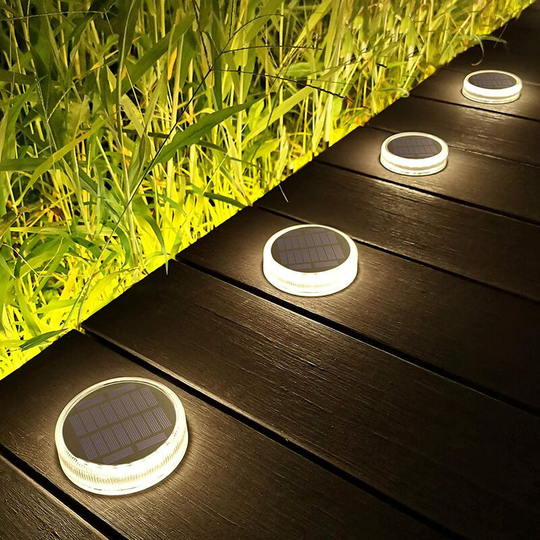 Aougo - Solar Lights Outdoor, 4 Pack 30LM Solar Ground Lights IP68 Waterproof Solar Garden Light Auto On/Off Solar Lights for Stairs Paths Driveway