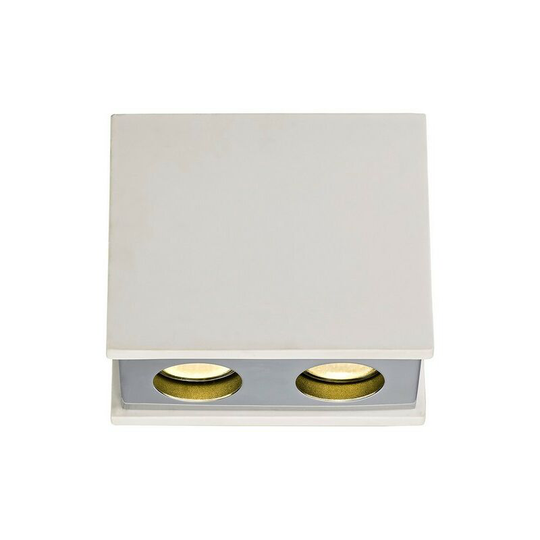 2 Light Ceiling GU10, White Paintable Gypsum With Polished Chrome Cover - Luminosa Lighting