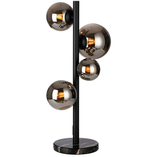Luminosa Lighting - Luminosa Marshall Table Lamp, 4 Light G9, Satin Black, Chrome Plated Glass