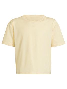 adidas Junior Girls Yoga Short Sleeve T-Shirt - Light Yellow, Light Yellow, Size 7-8 Years, Women