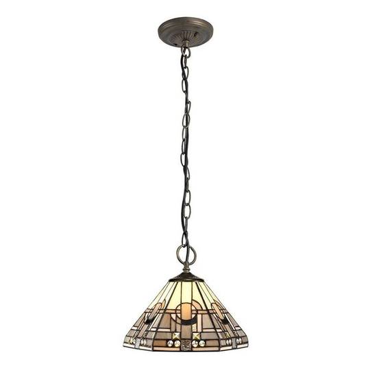 Luminosa Lighting - 3 Light Downlighter Ceiling Pendant E27 With 30cm Tiffany Shade, White, Grey, Black, Clear Crystal, Aged Antique Brass