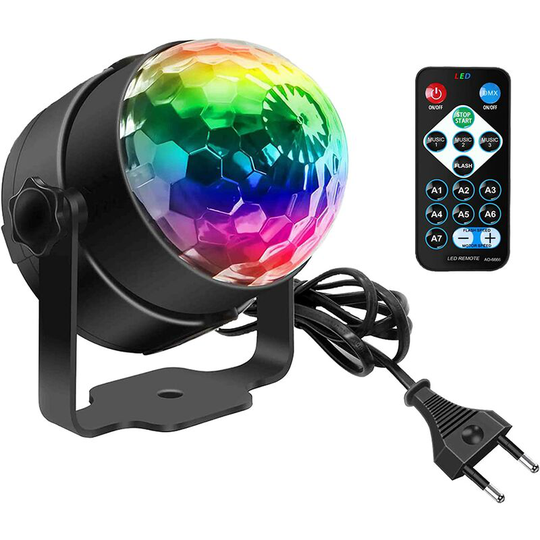 Disco Lights, Mini led Sound Activated dj Party Lights Rotating 3W rgb Stage Lights with Remote Control for Home, Birthday Parties, Christmas Parties