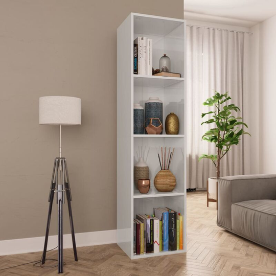 Book Cabinet/TV Cabinet High Gloss White 36x30x143 cm Chipboard