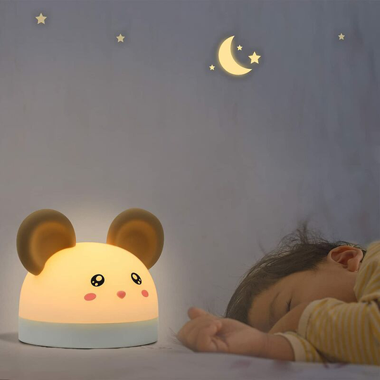 Aougo - Kids Night Light 2-in-1 Portable Alarm Clock and Night Light Silicone Bedside Clock Adjustable Brightness usb Rechargeable Night Light Baby