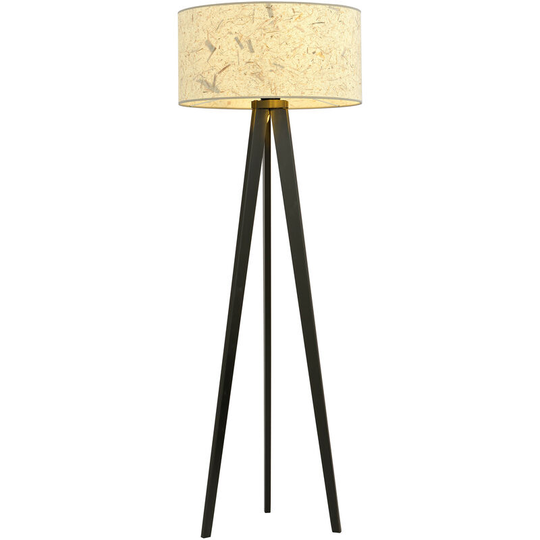 Emibig Aston Black Tripod Floor Lamp with Brown Fabric Shades, 1x E27