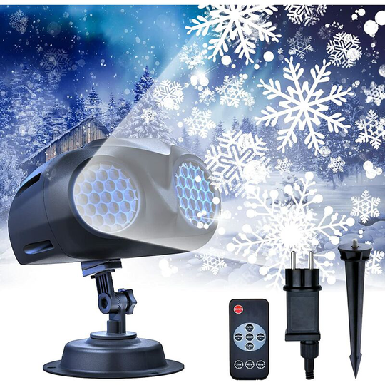 Swyeoot - Snowflake Projector, IP65 Waterproof Binocular Christmas Projector, Remote Control Outdoor led Projector Christmas Light and Indoor