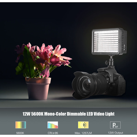 Asupermall - Professional Dimmable Ultra High Power led Video Light 5600K Photography Fill Light 160 LEDs Beads cri 95+ with Color Filters for Canon