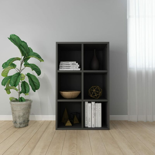 Devenirriche - Book Cabinet/Sideboard Grey 66x30x97.8 cm Chipboard - Grey
