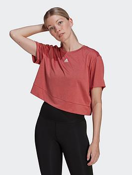 adidas Yoga Studio Crop Tee - Light Red, Light Red, Size Xs, Women