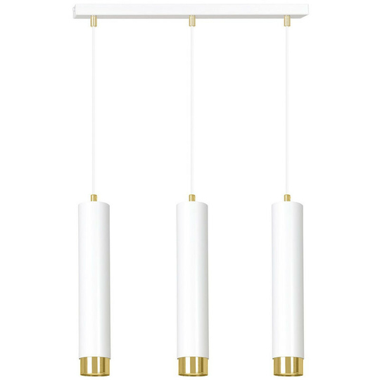 Emibig Lighting - Emibig Kibo White/Gold Bar Pendant Ceiling Light 3x GU10