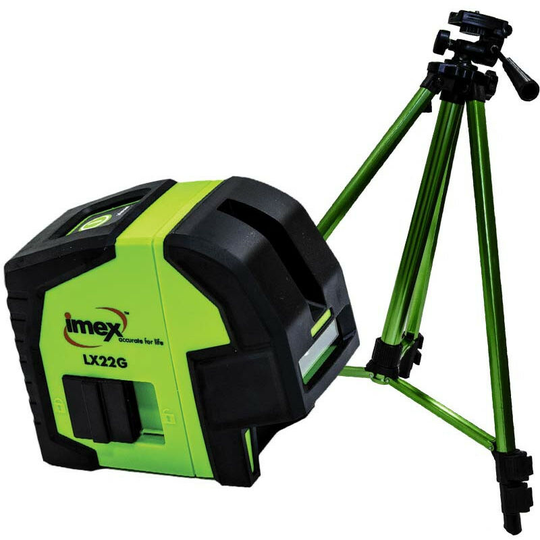 LX22GS Crossline Laser/Plumb Green Beam with Tripod - Imex