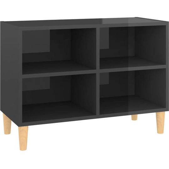 Tv Cabinet with Solid Wood Legs High Gloss Grey 69.5x30x50 cm Vidaxl Grey